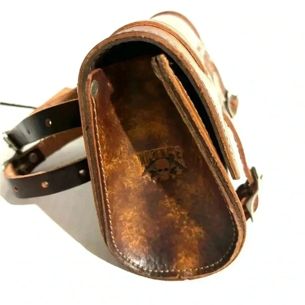 Stage coach unisex brown leather motorcycle handlebar bag